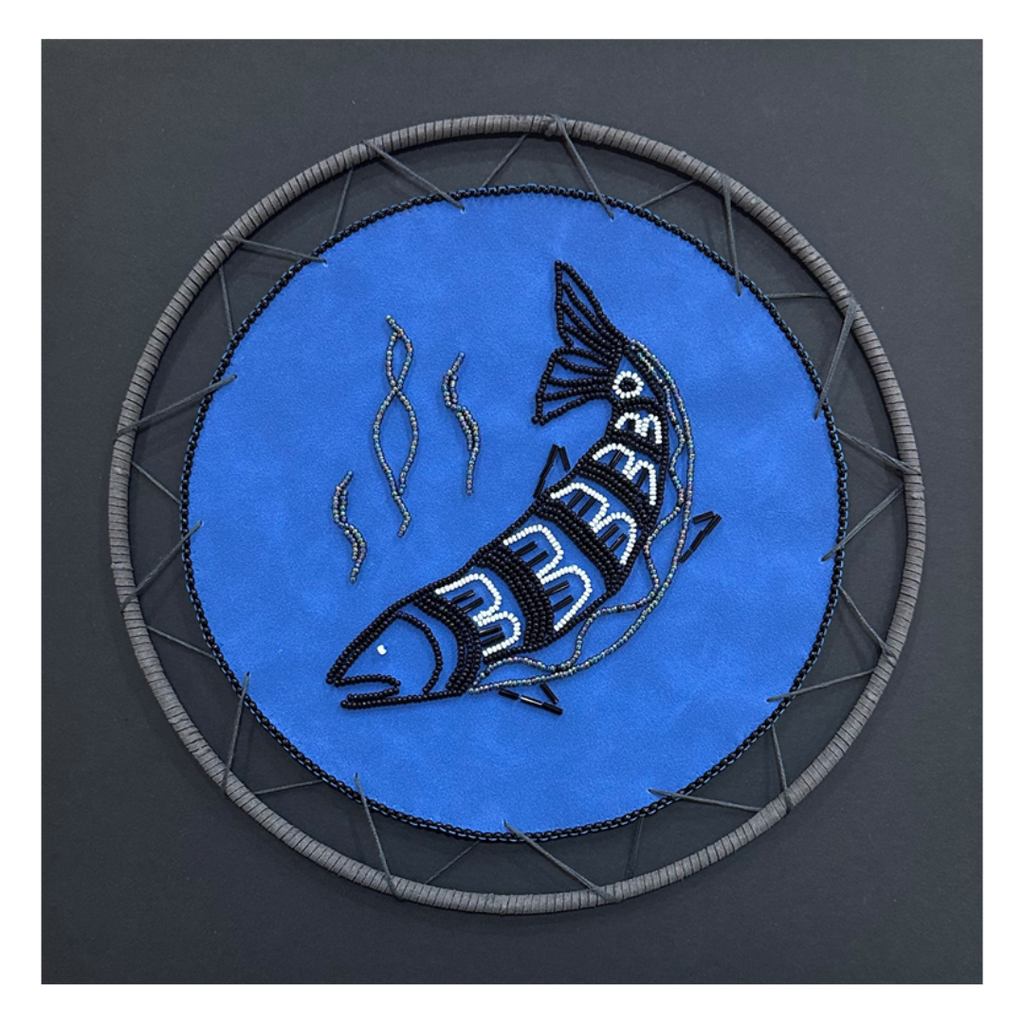 Beaded Wall Art - Salmon - 14" framed Carey Walker