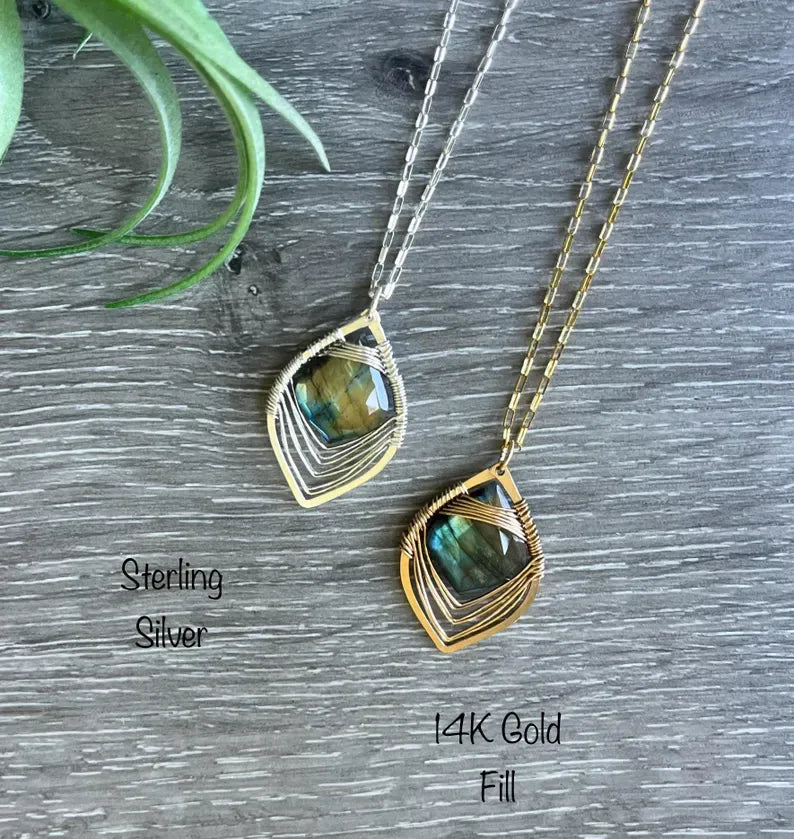 Necklace - Labradorite Feather Cristy Johnson