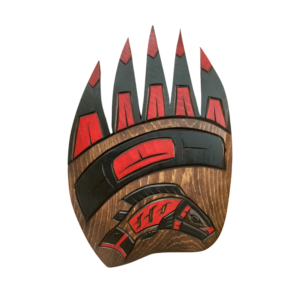 Plaque - Large Bear Paw With Salmon Delbert Peter