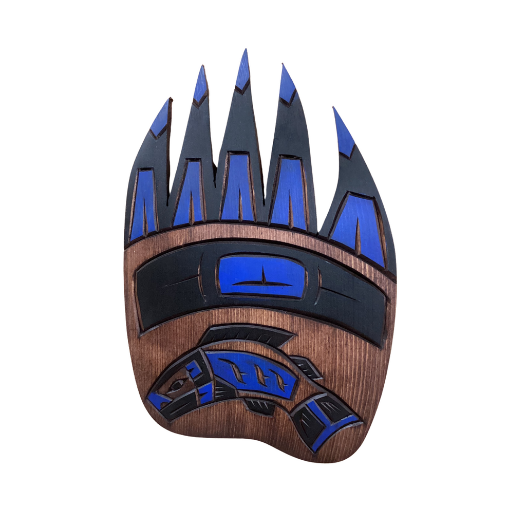 Plaque - Large Bear Paw With Salmon Delbert Peter