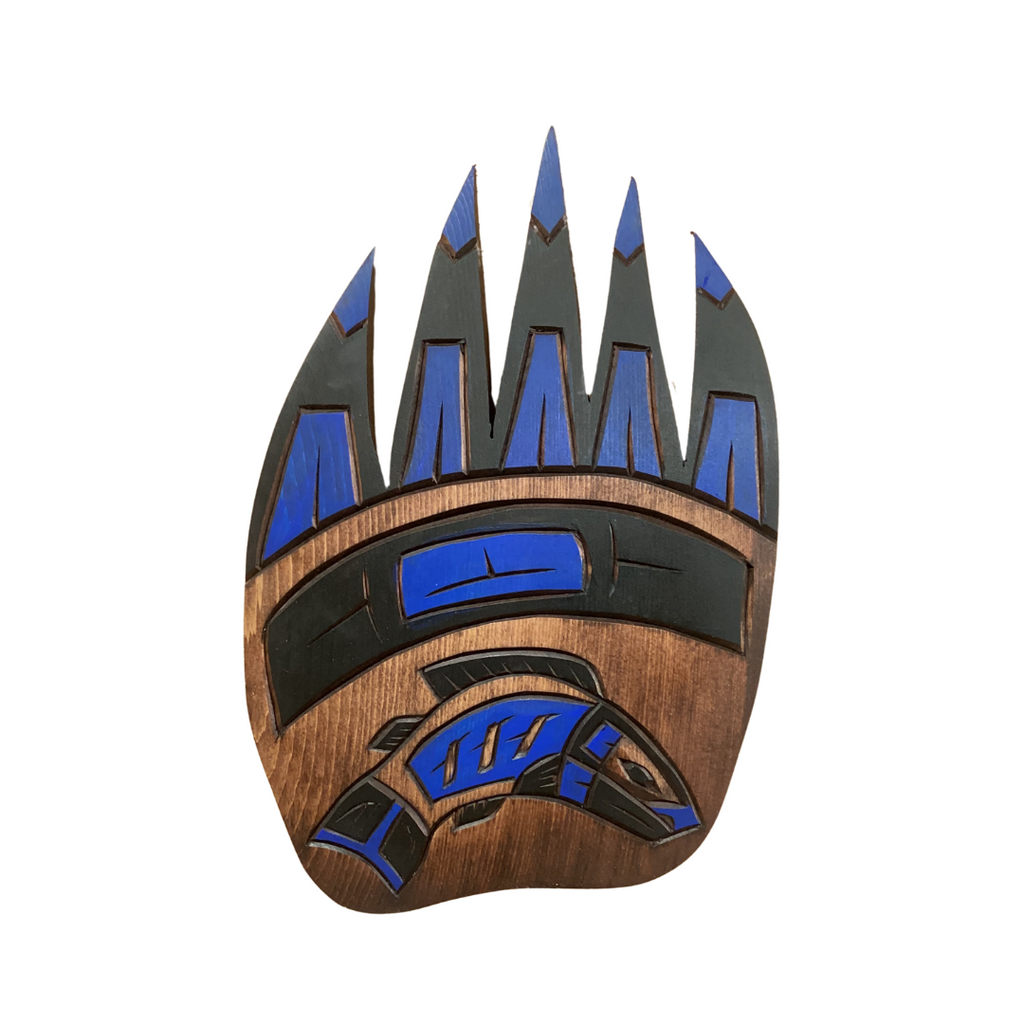 Plaque - Large Bear Paw With Salmon Delbert Peter
