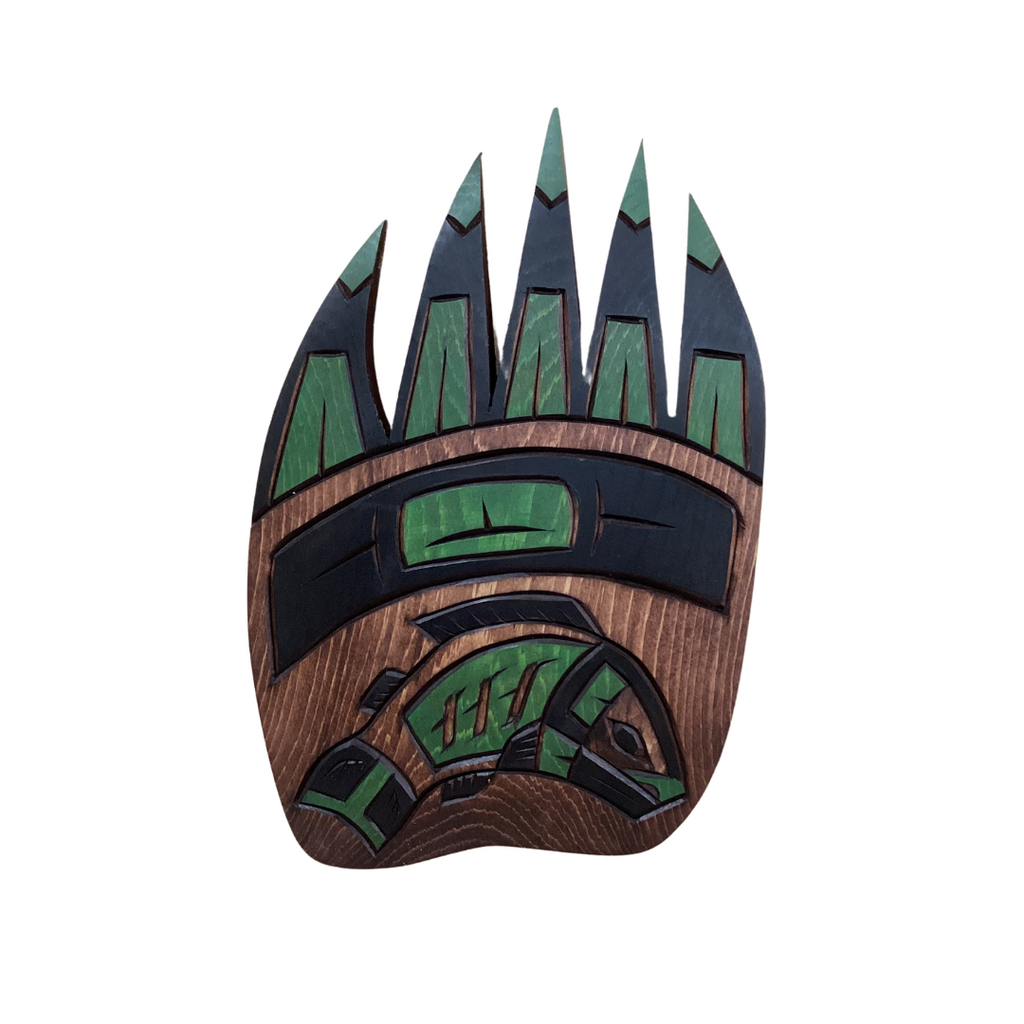 Plaque - Large Bear Paw With Salmon Delbert Peter