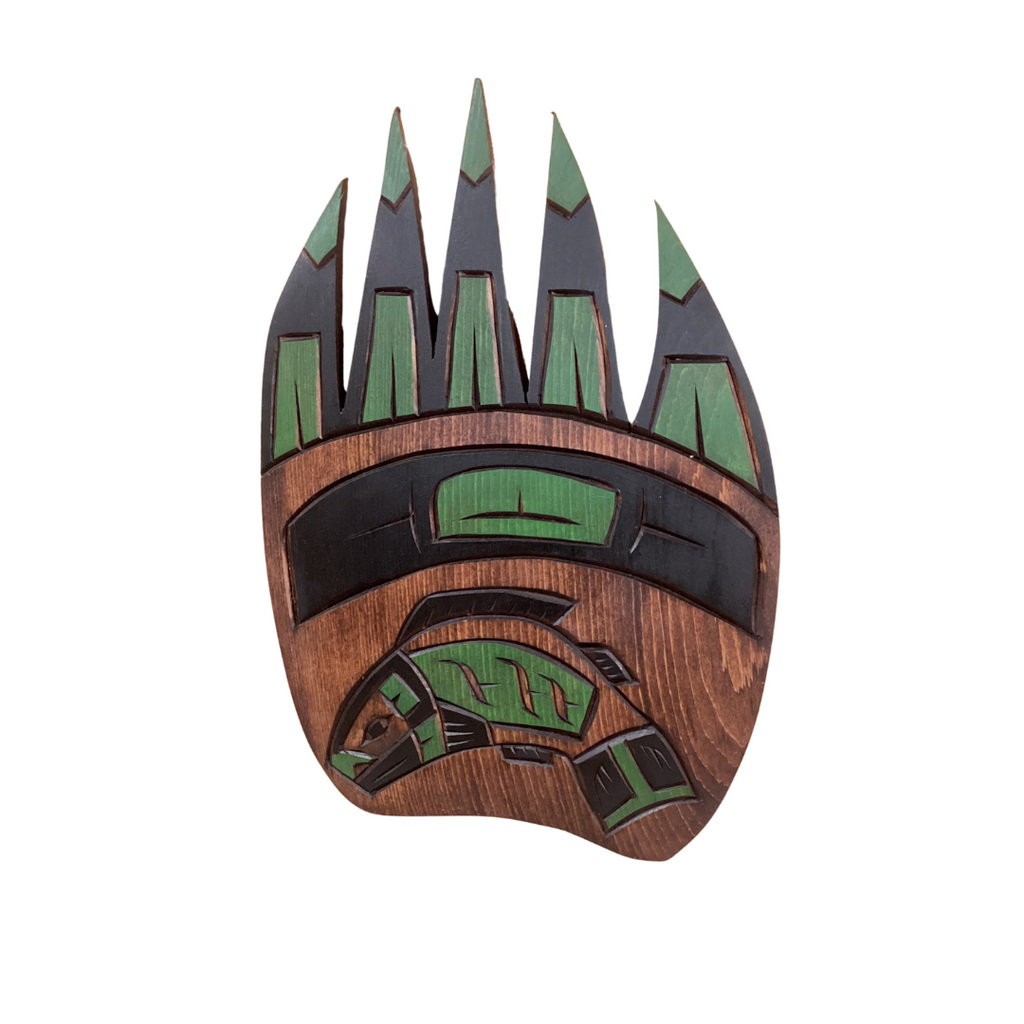 Plaque - Large Bear Paw With Salmon Delbert Peter