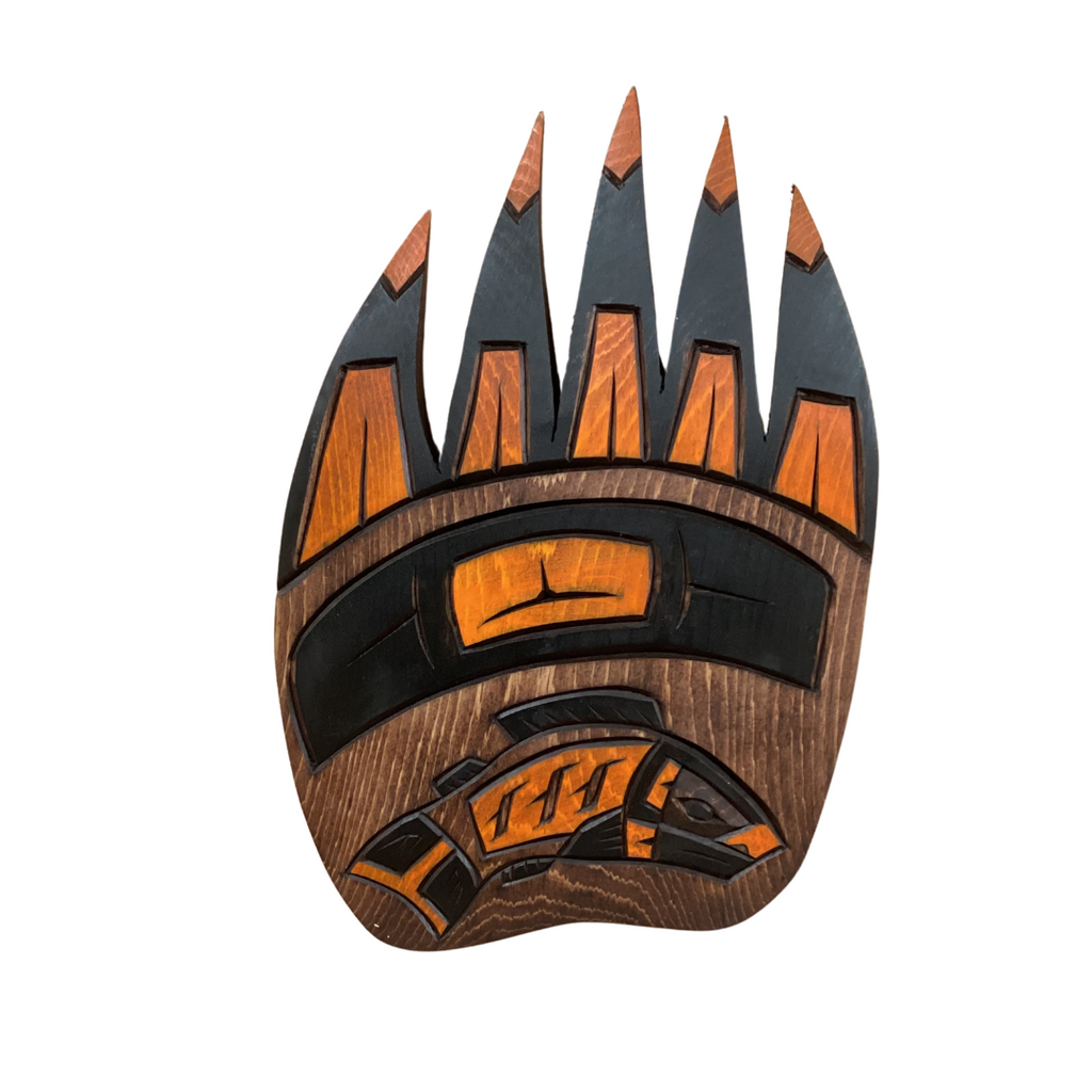 Plaque - Large Bear Paw With Salmon Delbert Peter
