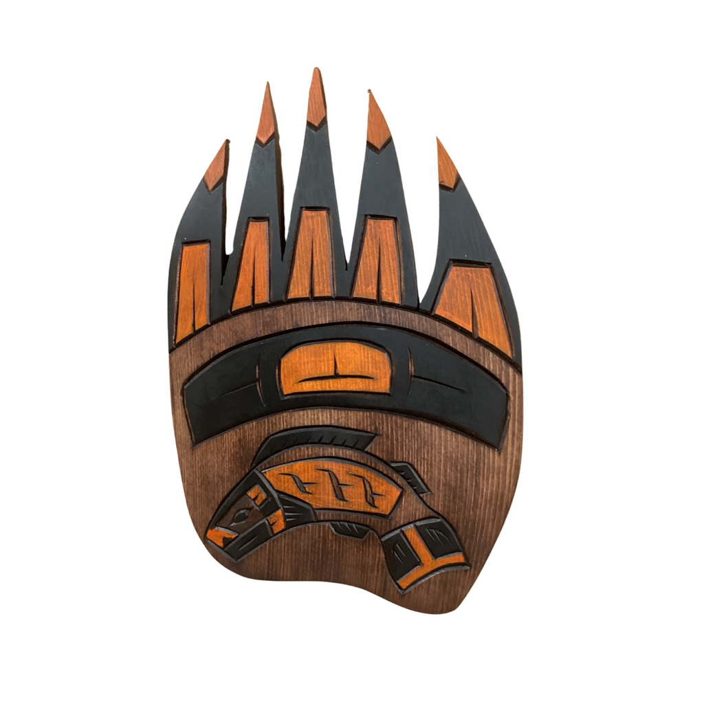 Plaque - Large Bear Paw With Salmon Delbert Peter