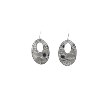 Earrings - Hummingbird (Sterling Silver & Garnet) Chris Cook