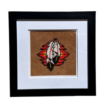 Beaded Wall Art - Feathers - 14" framed Carey Walker