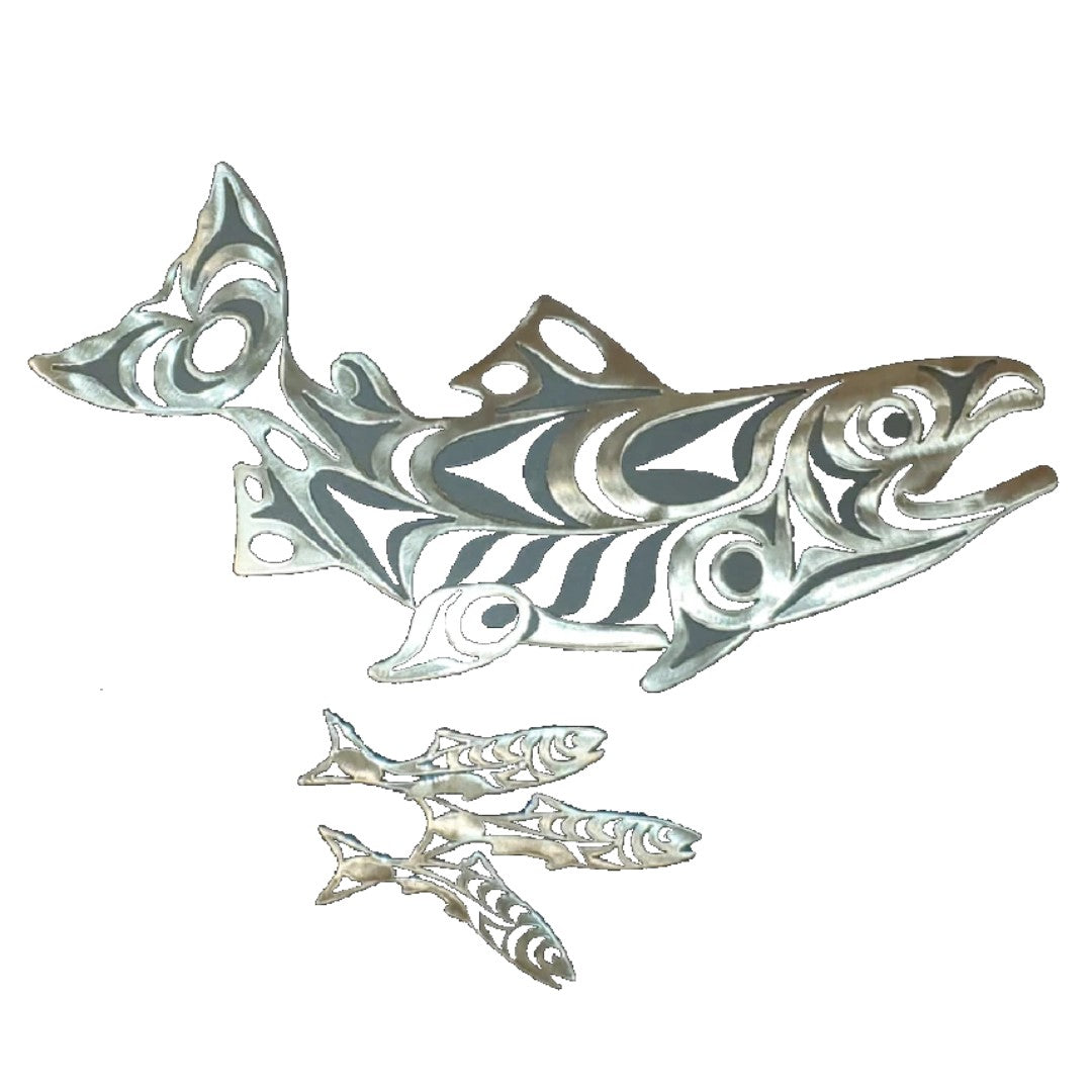 Metal Wall Art - Chinook Salmon With Herring – I-Hos Gallery