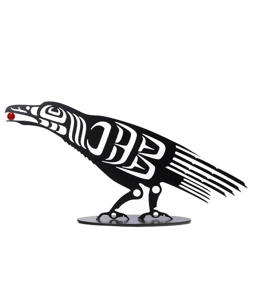 Standing Metal Art - Raven with Berry Noel Brown